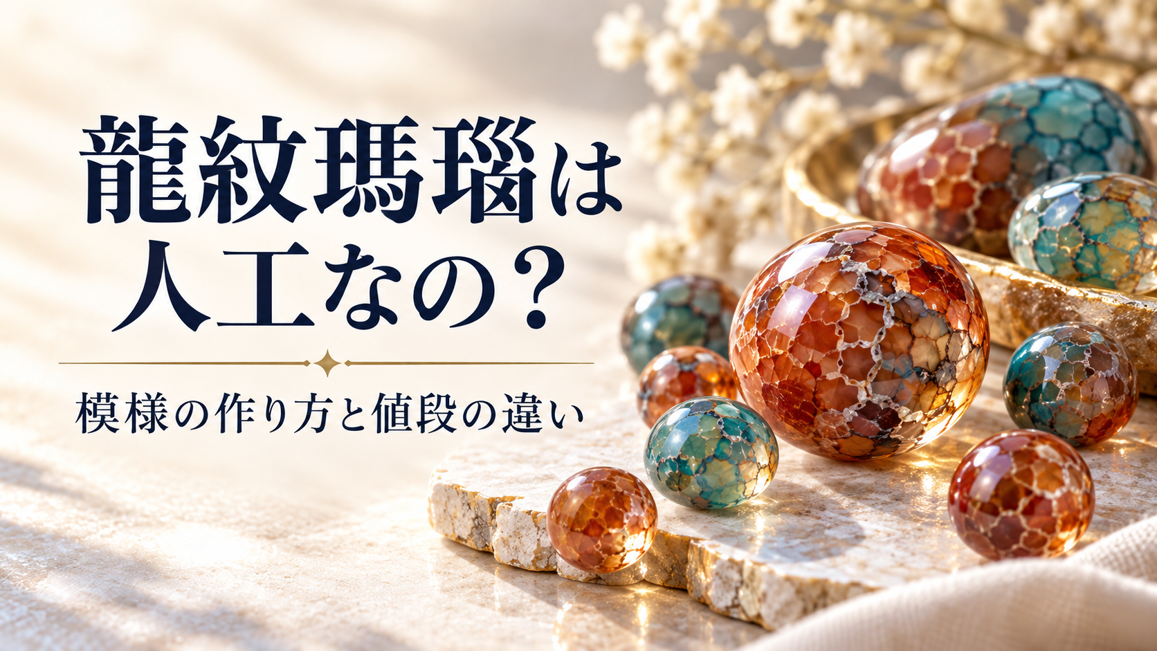 龍紋瑪瑙は人工なの？作り方と値段に差がある理由をやさしく解説をテーマにした宝石のイメージ画像